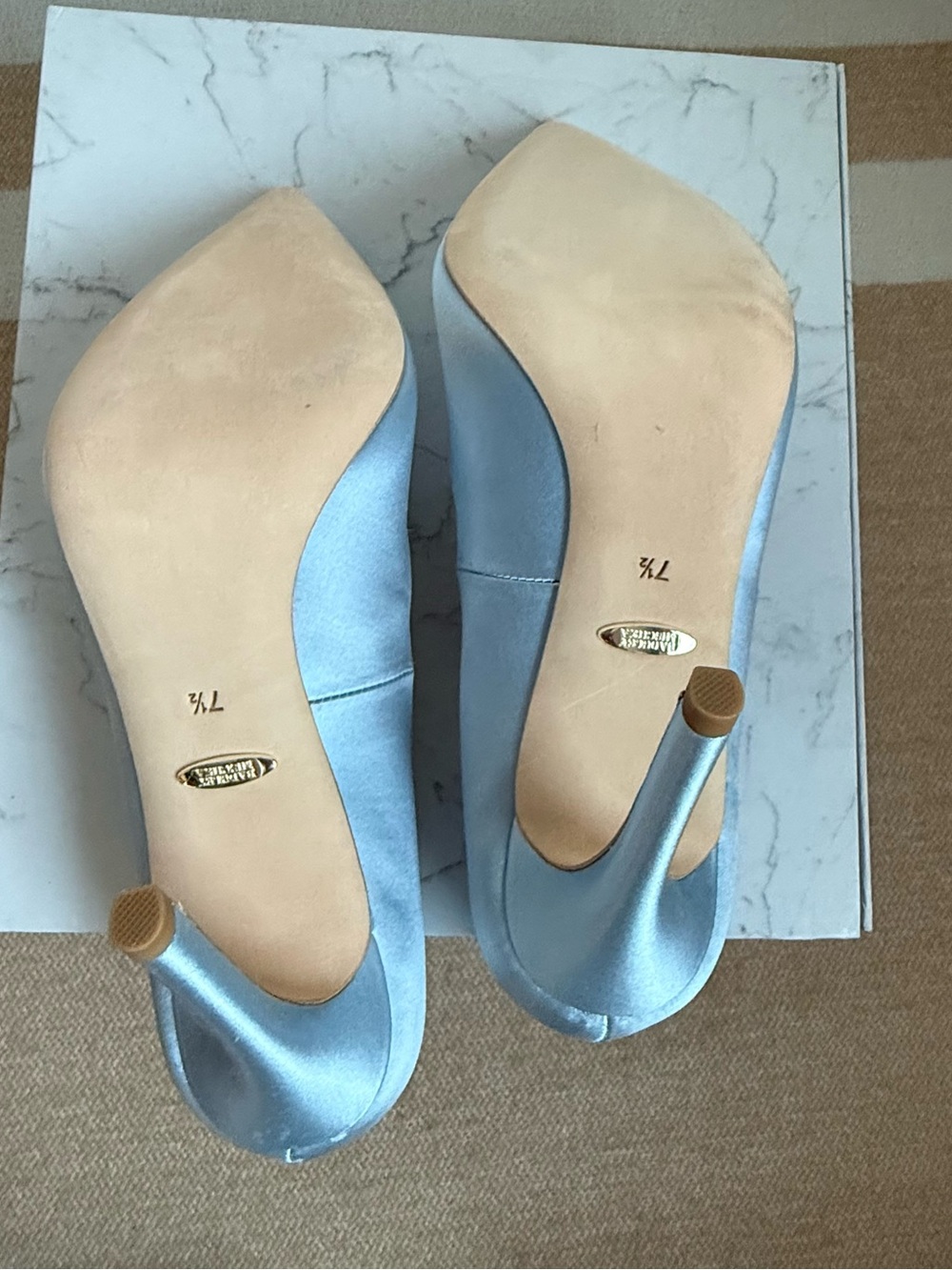 Badgley Mischka Blue Satin Pointed-Toe Crystal Buckle Pumps Size 7.5 new - Picture 8 of 9